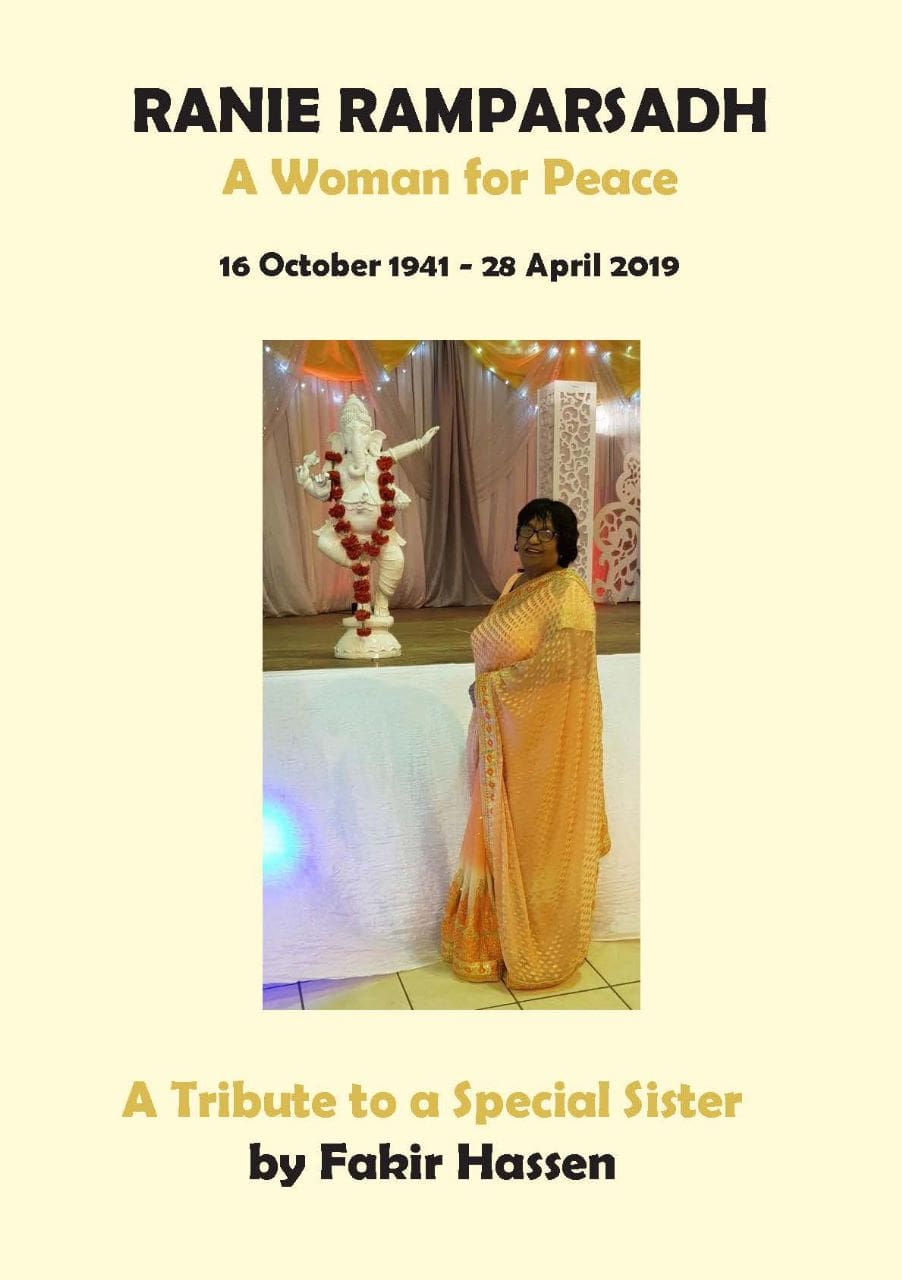 Fakir Hassen to launch ‘Ranie Ramparsadh – A Woman for Peace’ in Lenz on Saturday
