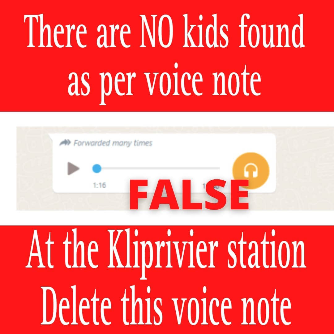 SAPS dismisses voicenote alleging kidnapping/human trafficking in Kliprivier
