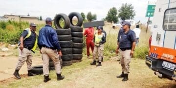JMPD impounded tyres  in Lenasia South (Image: JMPD)