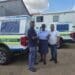 Lenasia South SAPS Station Commander, Col Priscilla Xaba, W/O Josiah Narayanan - SAPS fleet mananger and CPF's Ridwaan Minty (Image: SAPS)