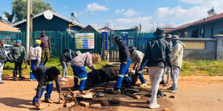 Lenasia South TILBIT Construction workers protest over unpaid salaries